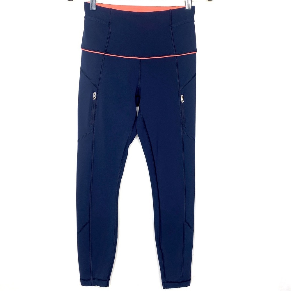 Lululemon Run Ice Queen 7/8 Tight‎ Sz 4 Blue Inkwell Leggings Tights High Rise - Picture 3 of 12